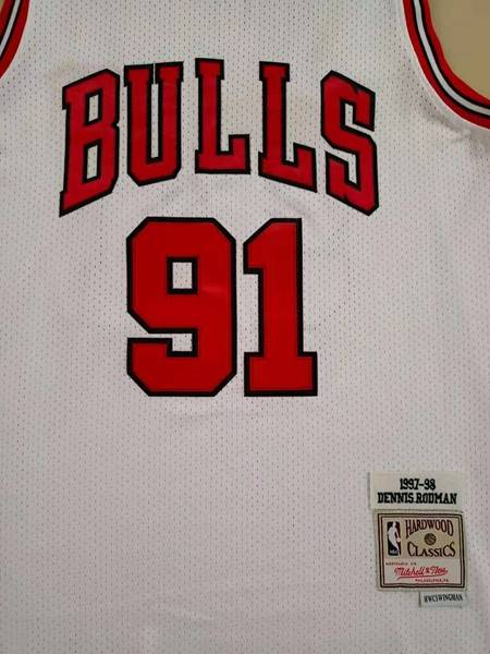 Chicago Bulls 1997/98 RODMAN #91 White Classics Basketball Jersey (Stitched)