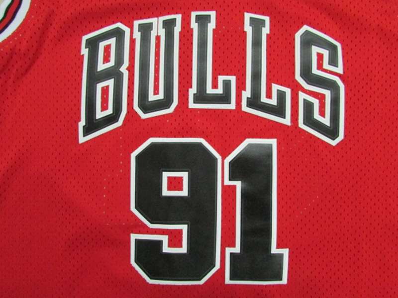 Chicago Bulls RODMAN #91 Red Classics Basketball Jersey (Stitched)