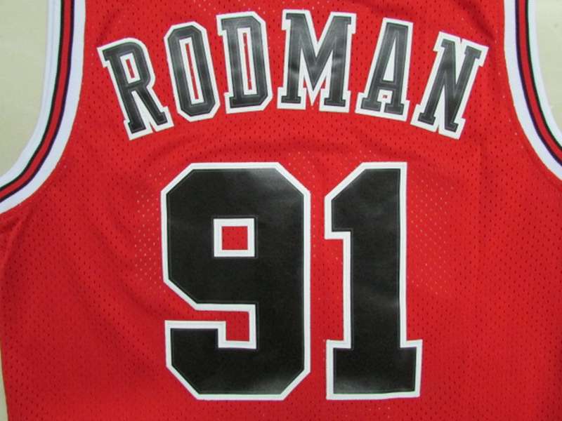 Chicago Bulls RODMAN #91 Red Classics Basketball Jersey (Stitched)