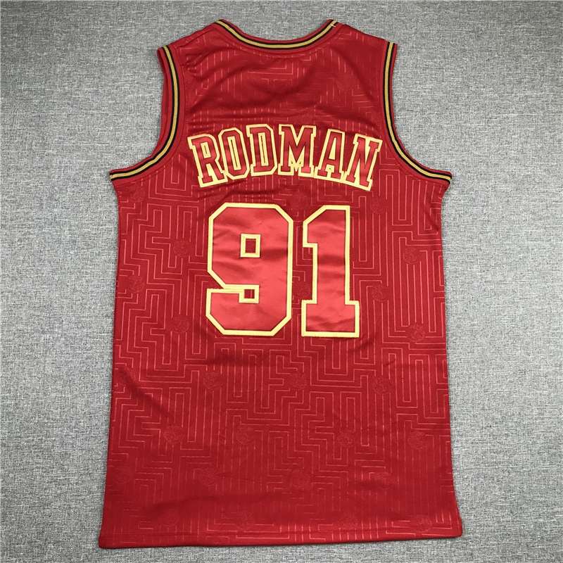 Chicago Bulls RODMAN #91 Red Classics Basketball Jersey 02 (Stitched)