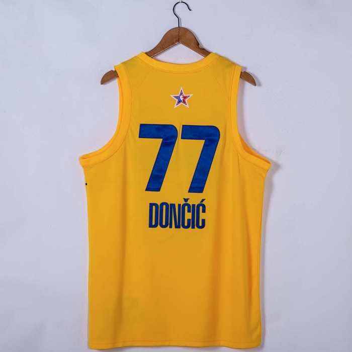 Dallas Mavericks 2021 DONCIC #77 Yellow All Star Basketball Jersey (Stitched)