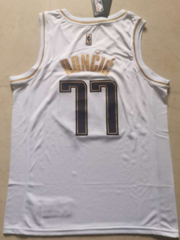 Dallas Mavericks 2020 DONCIC #77 White Gold Basketball Jersey (Stitched)