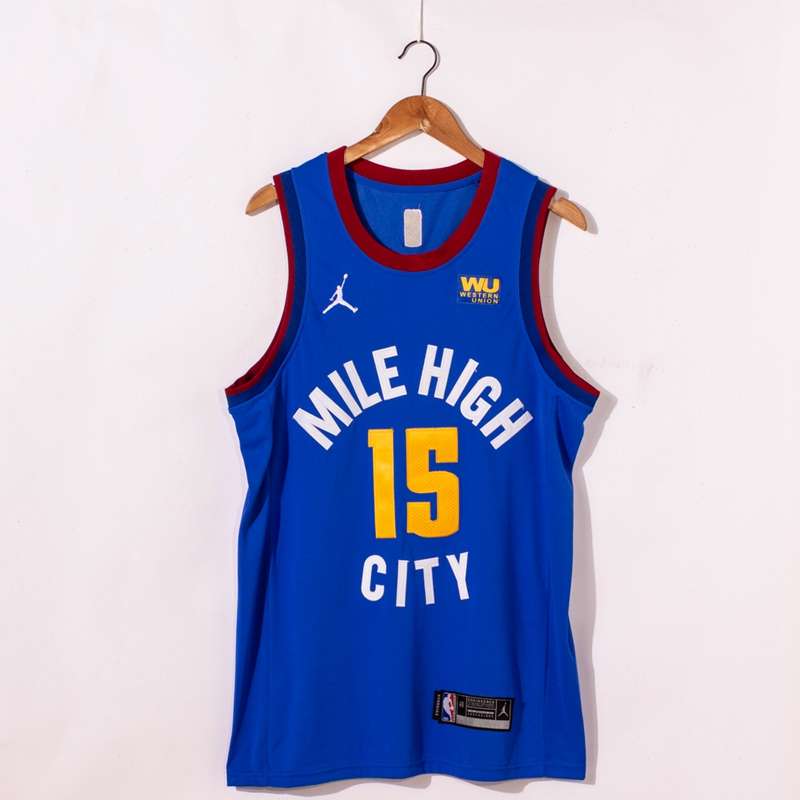 Denver Nuggets 20/21 JOKIC #15 Blue AJ Basketball Jersey (Stitched)