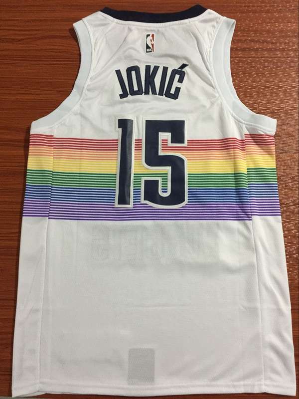 Denver Nuggets 2020 JOKIC #15 White City Basketball Jersey (Stitched)