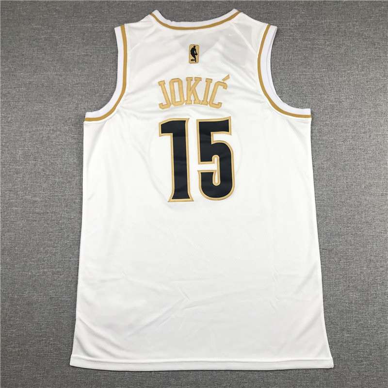 Denver Nuggets 2020 JOKIC #15 White Gold Basketball Jersey (Stitched)