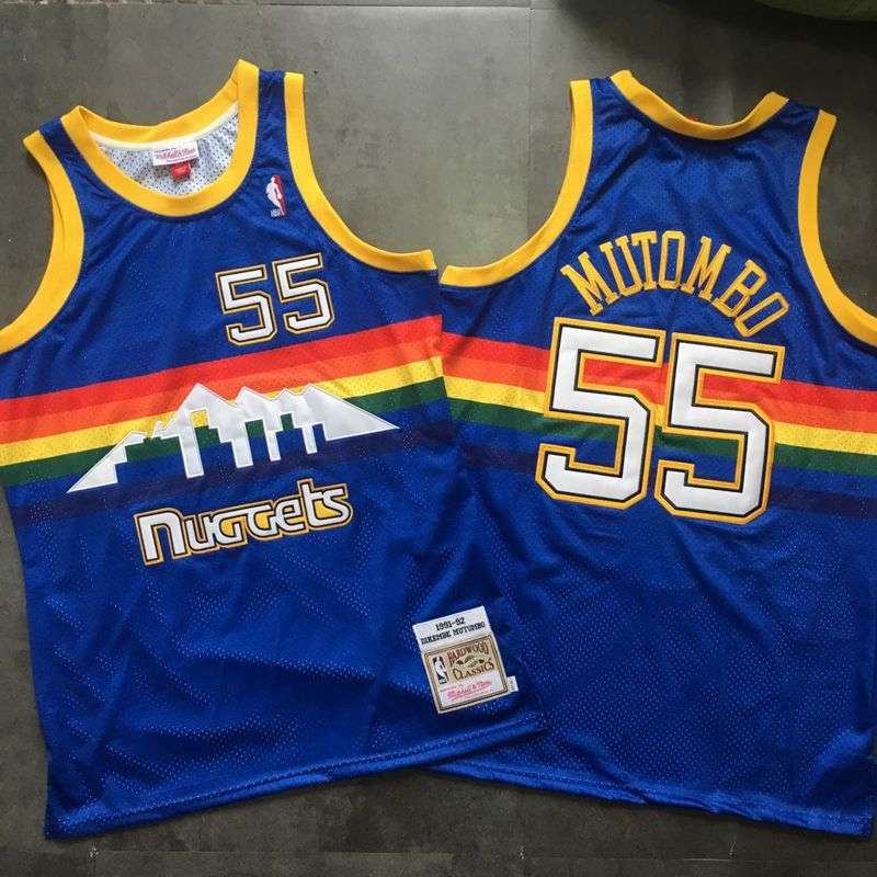 Denver Nuggets 1991/92 MUTOMBO #55 Blue Classics Basketball Jersey (Closely Stitched)