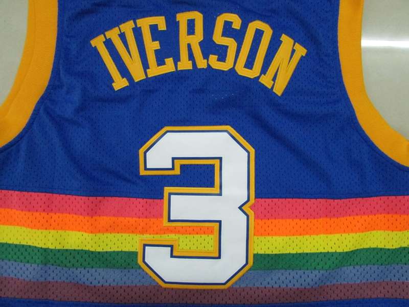 Denver Nuggets IVERSON #3 Blue Classics Basketball Jersey (Stitched)