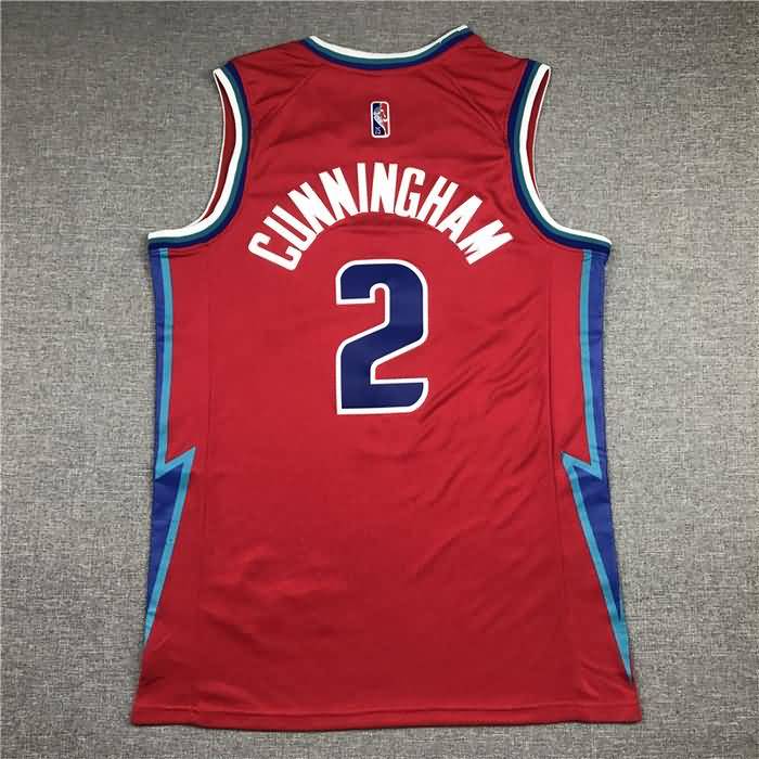 Detroit Pistons 21/22 CUNNINGHAM #2 Red City Basketball Jersey (Stitched)