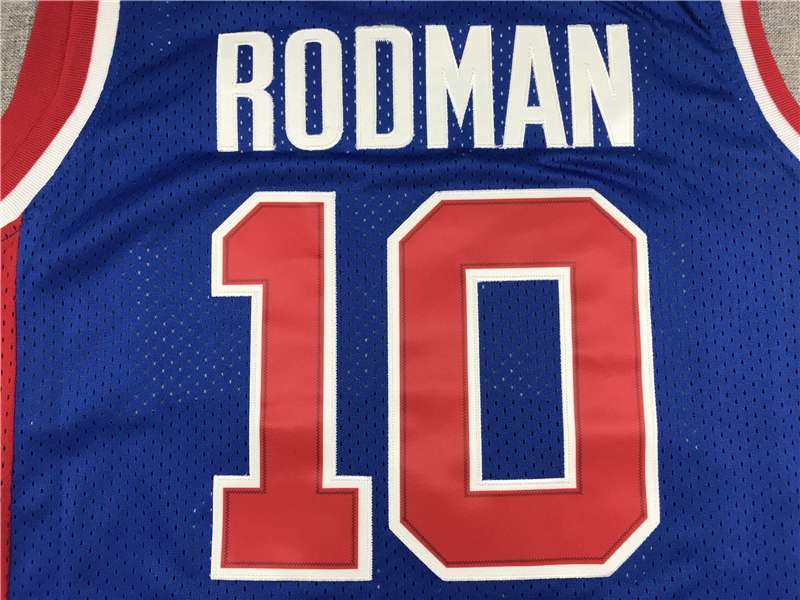 Detroit Pistons 1988/89 RODMAN #10 Blue Classics Basketball Jersey (Stitched)