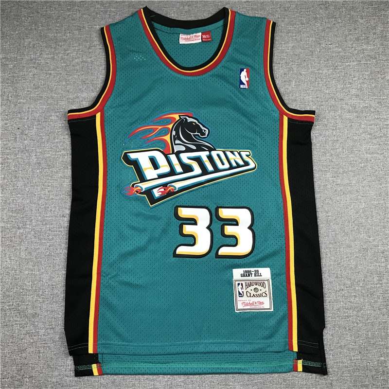Detroit Pistons 1998/99 HILL #33 Green Classics Basketball Jersey (Stitched)