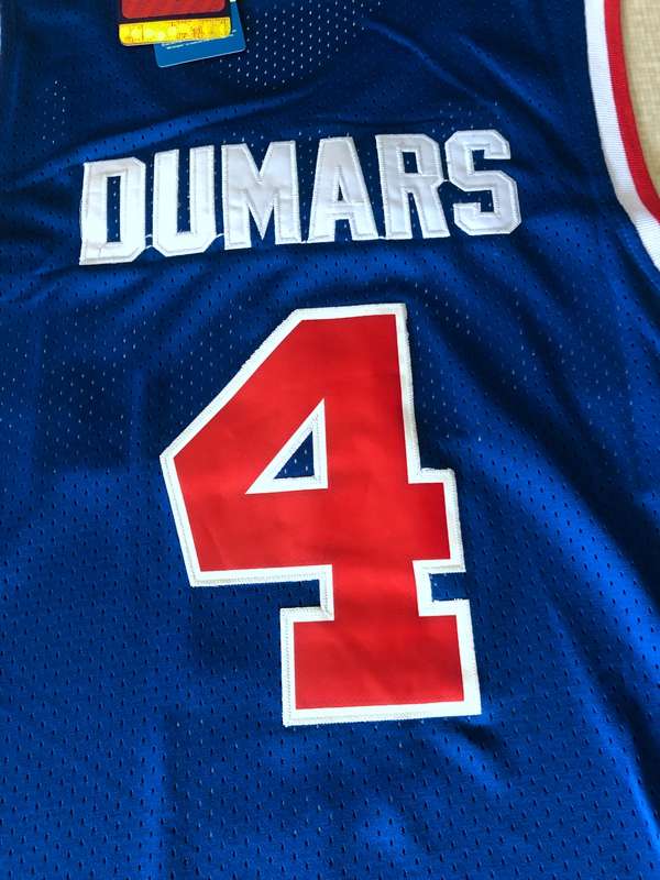 Detroit Pistons DUMARS #4 Blue Classics Basketball Jersey (Stitched)