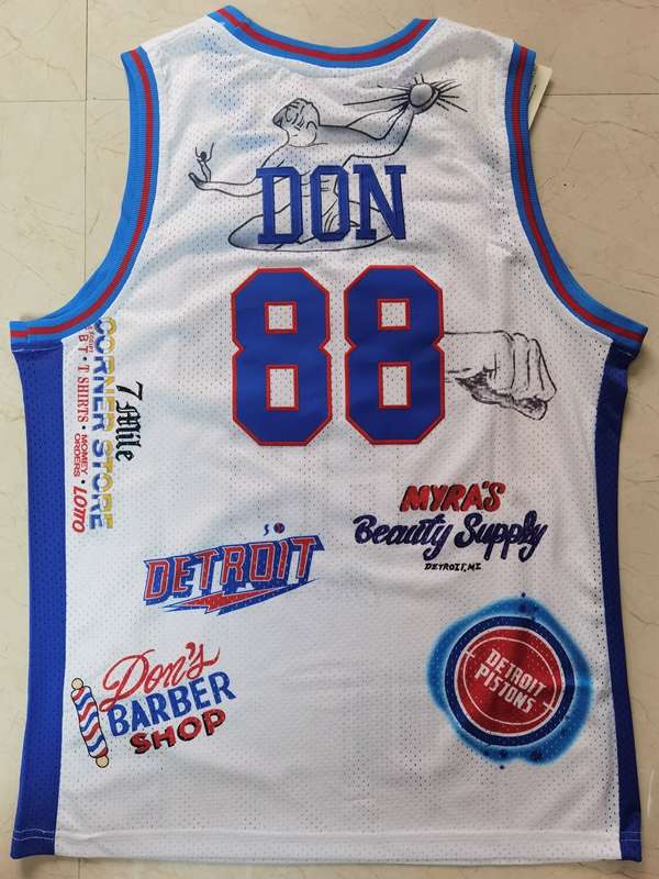 Detroit Pistons DON #88 White Basketball Jersey (Stitched)