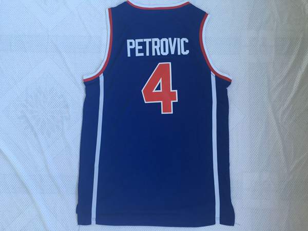 Europe Player PETROVIC #4 Blue Basketball Jersey (Stitched)