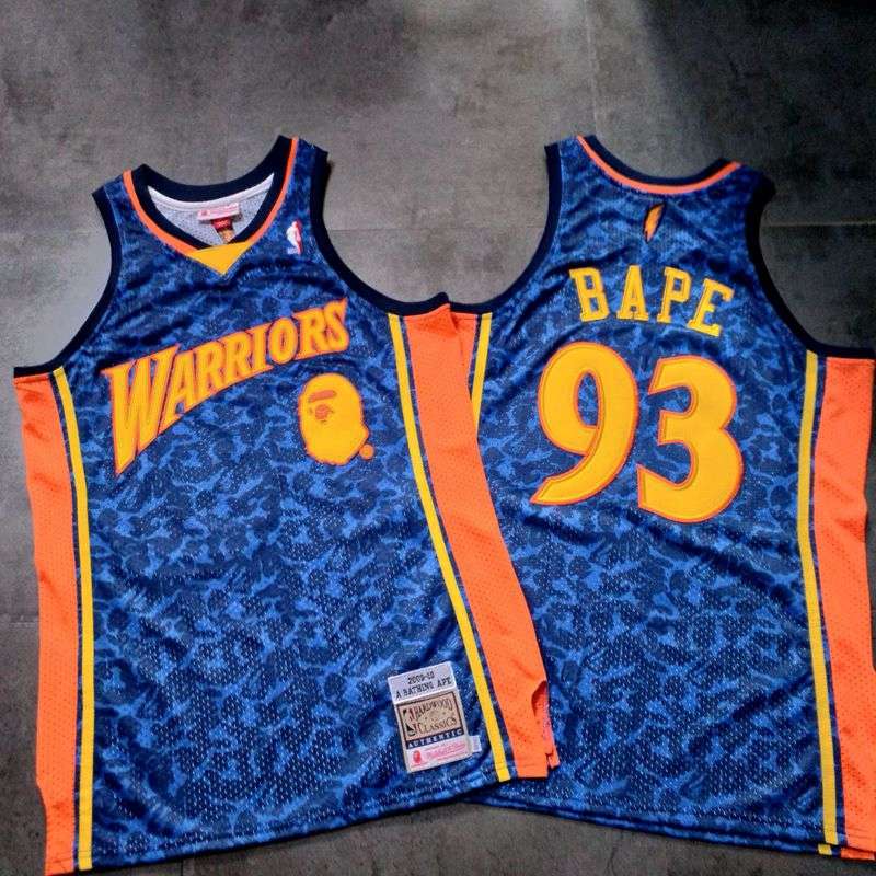 Golden State Warriors 2009/10 BAPE #93 Dark Blue Classics Basketball Jersey (Closely Stitched)