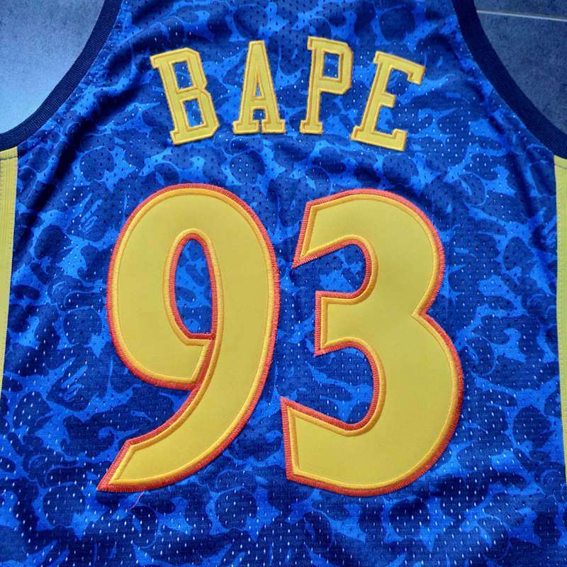 Golden State Warriors 2009/10 BAPE #93 Dark Blue Classics Basketball Jersey (Closely Stitched)