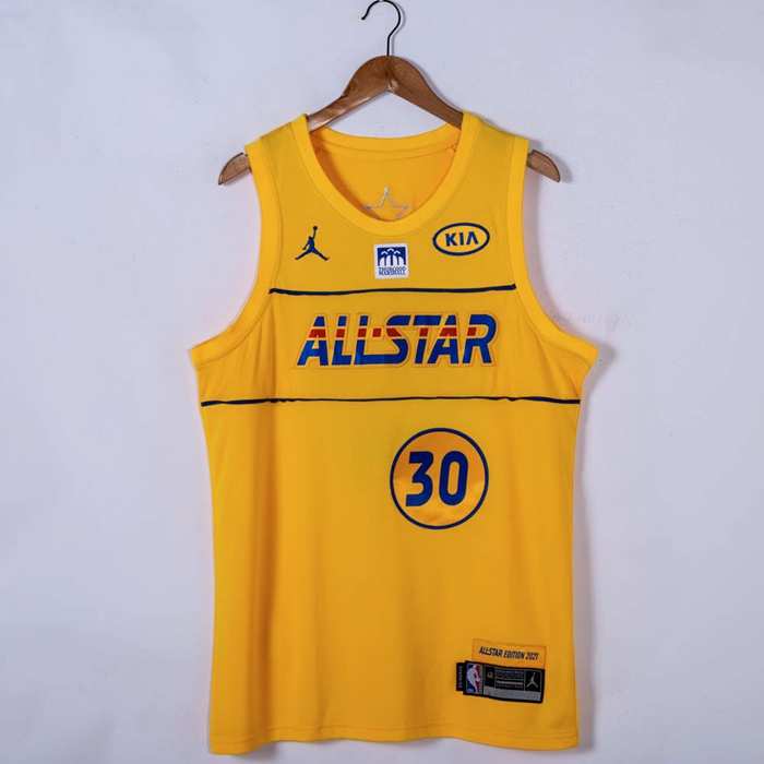 Golden State Warriors 2021 CURRY #30 Yellow All Star Basketball Jersey (Stitched)