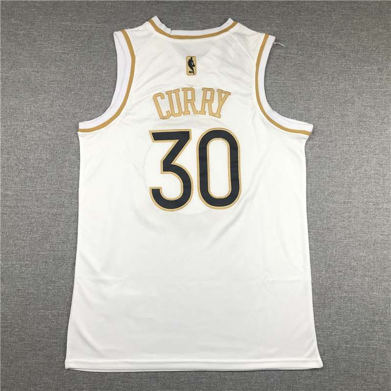 Golden State Warriors 2020 CURRY #30 White Gold Basketball Jersey (Stitched)