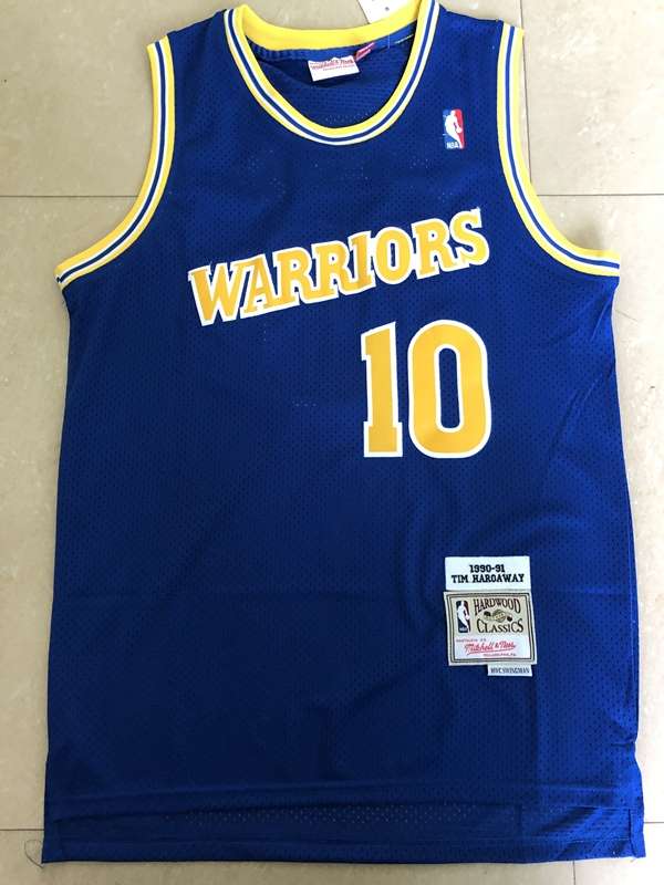 Golden State Warriors 1990/91 HARDAWAY #10 Blue Classics Basketball Jersey (Stitched)