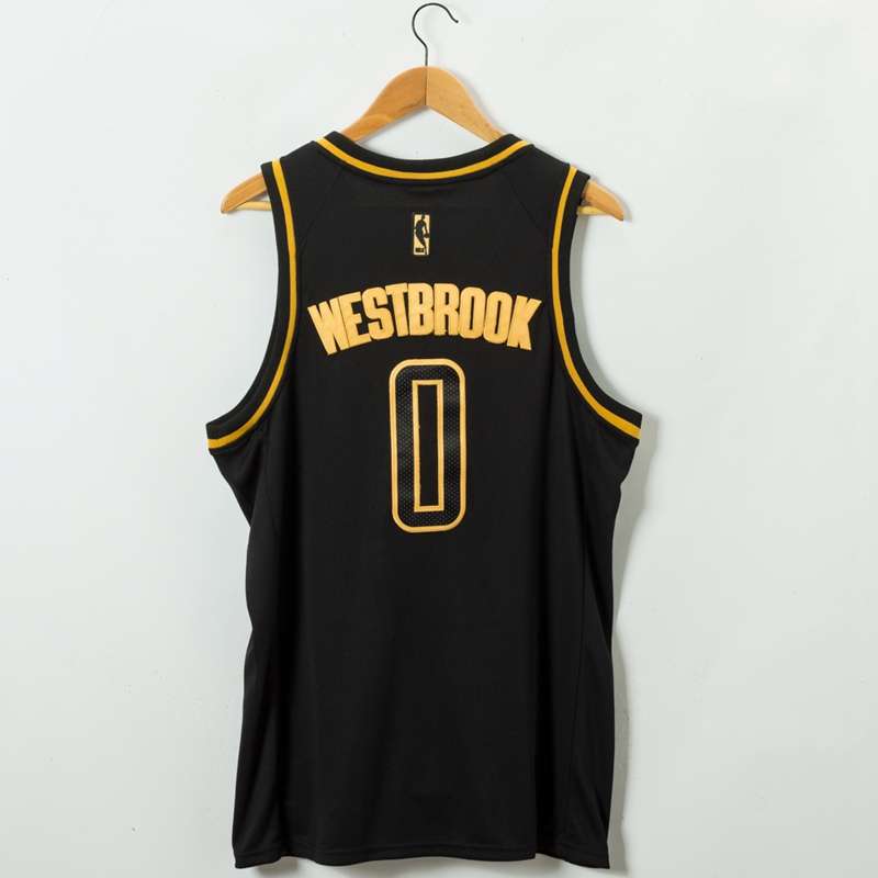 Houston Rockets 2020 WESTBROOK #0 Black Gold Basketball Jersey (Stitched)