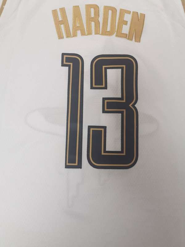 Houston Rockets 2020 HARDEN #13 White Gold Basketball Jersey (Stitched)