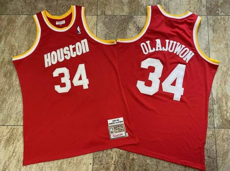 Houston Rockets 1993/94 OLAJUWON #34 Red Classics Basketball Jersey (Closely Stitched)