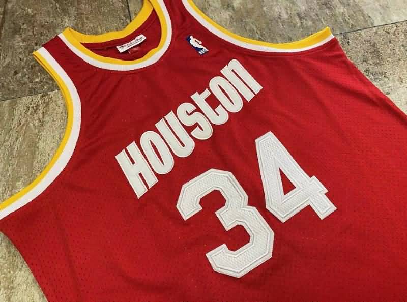 Houston Rockets 1993/94 OLAJUWON #34 Red Classics Basketball Jersey (Closely Stitched)