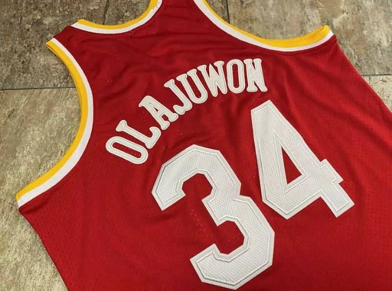 Houston Rockets 1993/94 OLAJUWON #34 Red Classics Basketball Jersey (Closely Stitched)