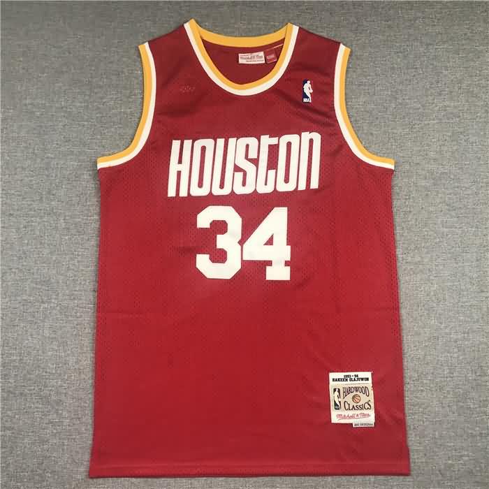 Houston Rockets 1993/94 OLAJUWON #34 Red Classics Basketball Jersey (Stitched)