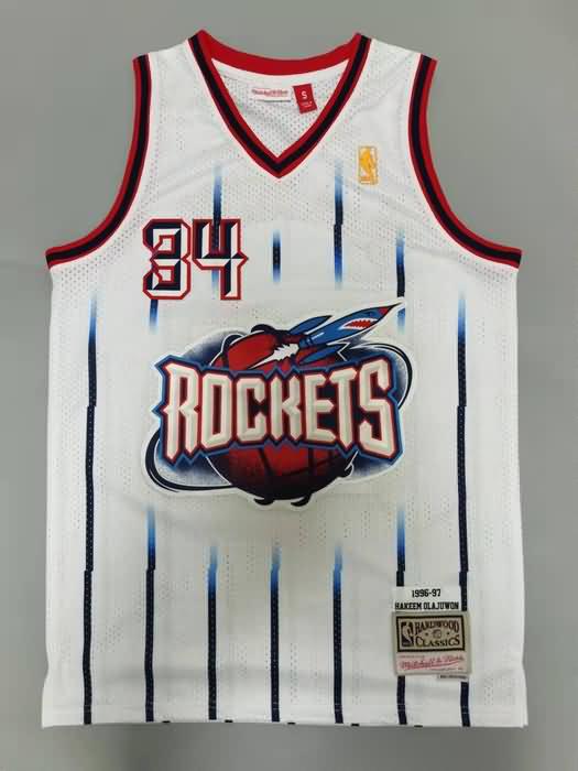 Houston Rockets 1996/97 OLAJUWON #34 White Classics Basketball Jersey (Stitched)