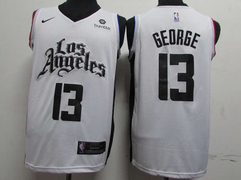 Los Angeles Clippers 2020 GEORGE #13 White City Basketball Jersey (Stitched)
