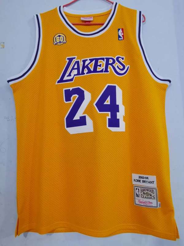 Los Angeles Lakers 2003/04 BRYANT #24 Yellow Classics Basketball Jersey (Stitched)