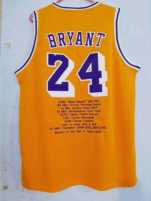 Los Angeles Lakers 2003/04 BRYANT #24 Yellow Classics Basketball Jersey (Stitched)