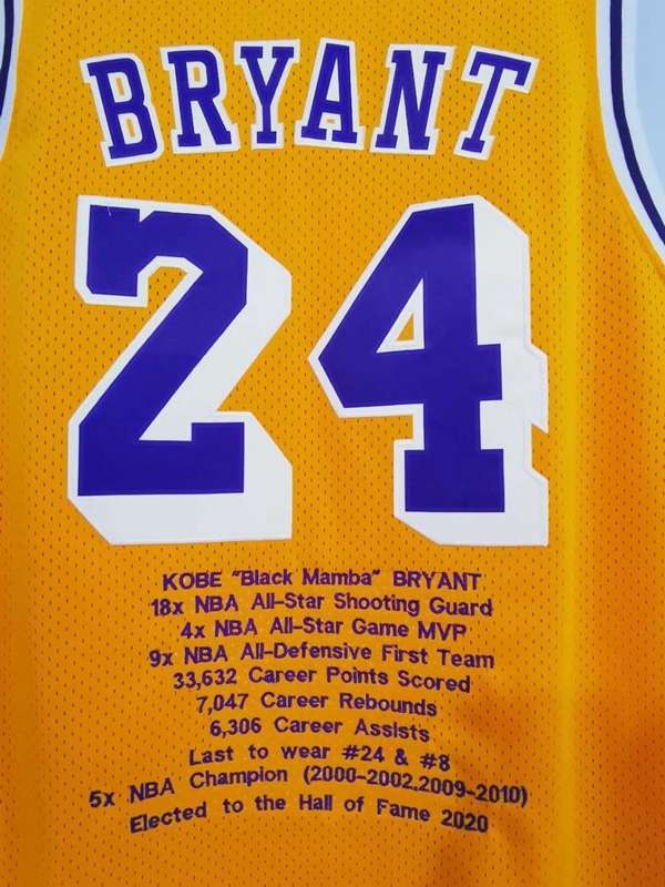 Los Angeles Lakers 2003/04 BRYANT #24 Yellow Classics Basketball Jersey (Stitched)