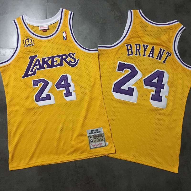 Los Angeles Lakers 2007/08 BRYANT #24 Yellow Classics Basketball Jersey (Closely Stitched)