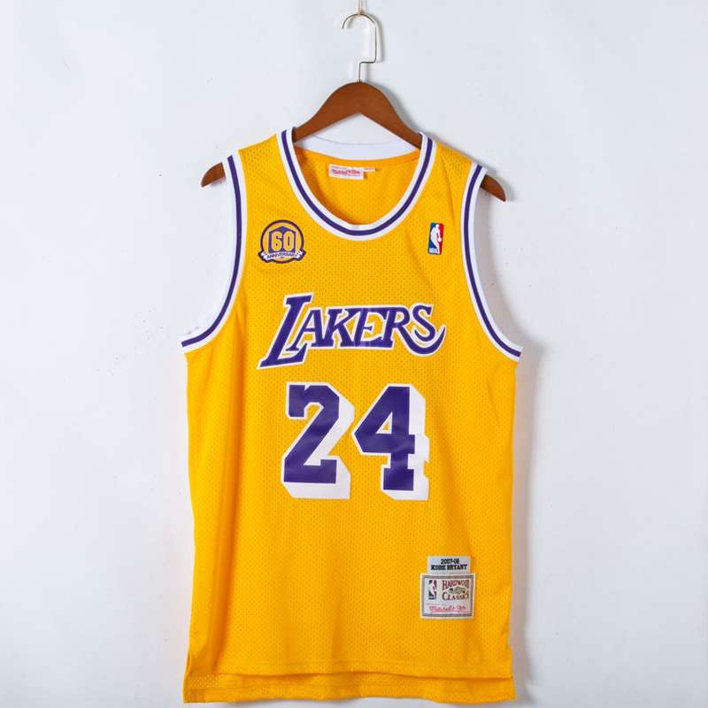 Los Angeles Lakers 2007/08 BRYANT #24 Yellow Classics Basketball Jersey (Stitched)