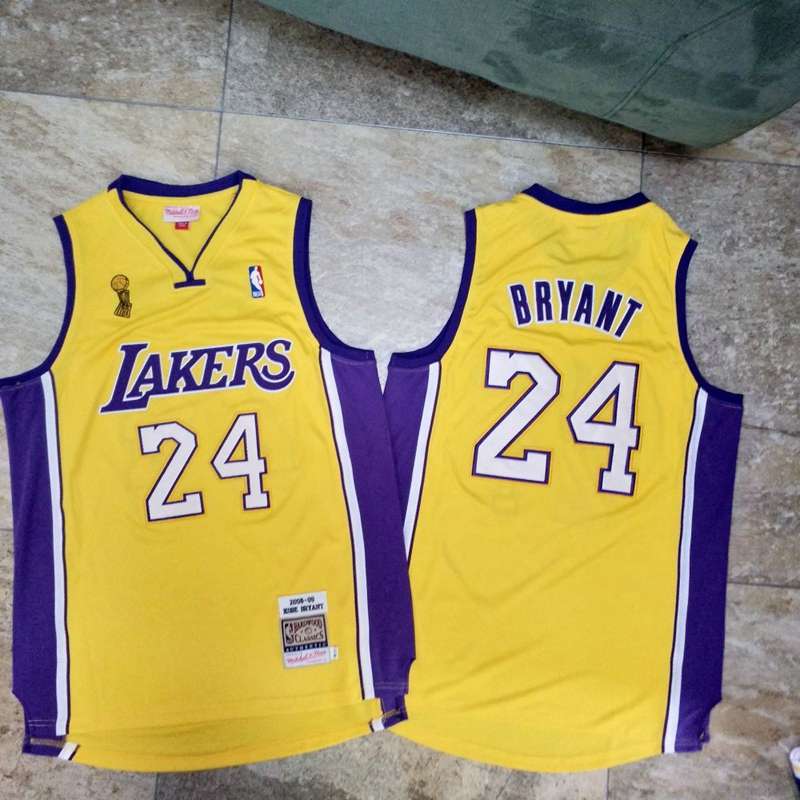 Los Angeles Lakers 2008/09 BRYANT #24 Yellow Champion Classics Basketball Jersey (Closely Stitched)