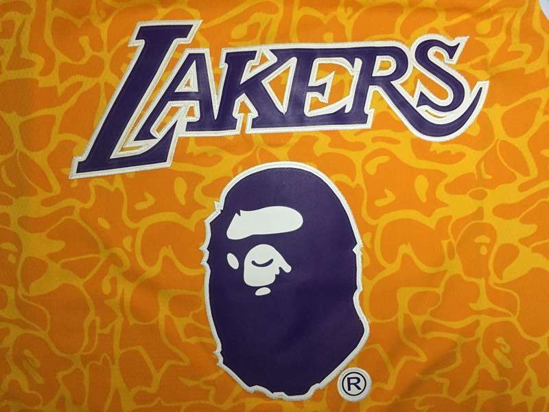 Los Angeles Lakers 2018/19 BAPE #93 Yellow Basketball Jersey (Stitched)