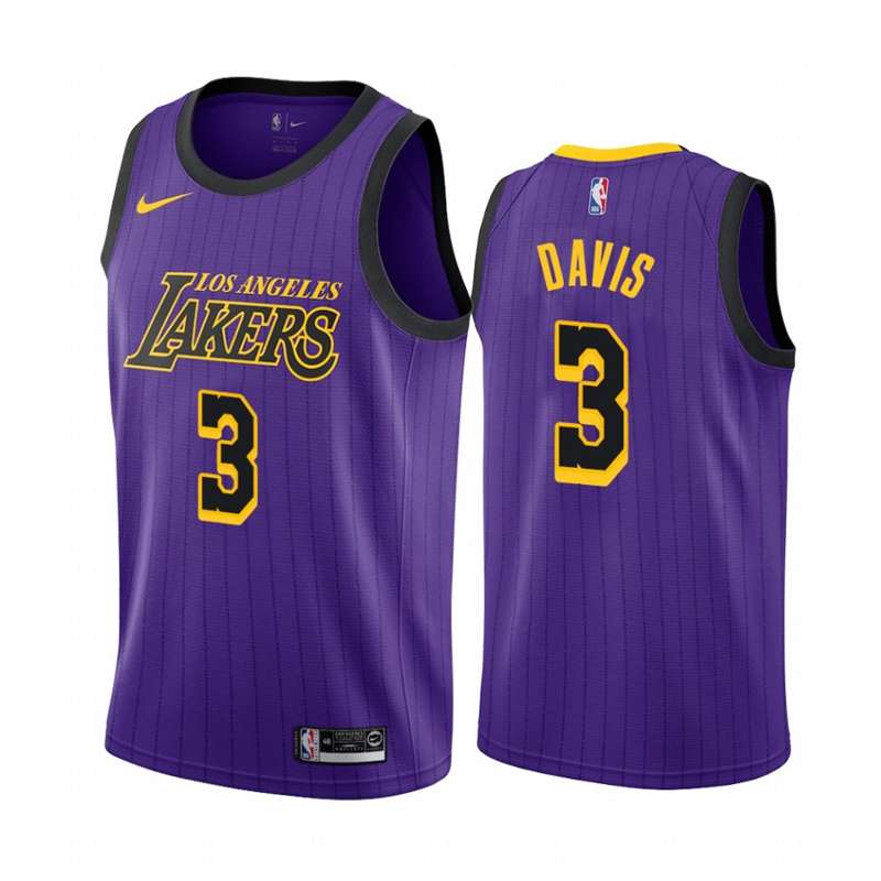 Los Angeles Lakers 2019 DAVIS #3 Purple City Basketball Jersey (Stitched)