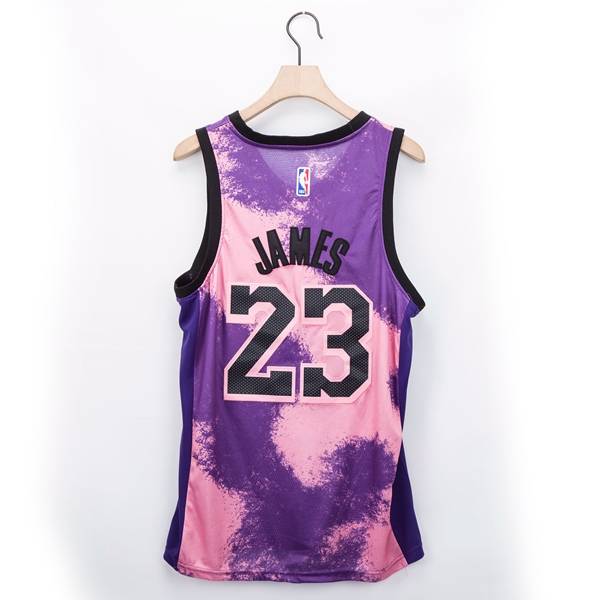 Los Angeles Lakers 20/21 JAMES #23 Pink Purple AJ Basketball Jersey (Stitched)