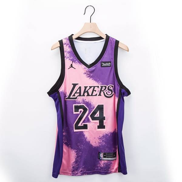 Los Angeles Lakers 20/21 BRYANT #24 Pink Purple AJ Basketball Jersey (Stitched)