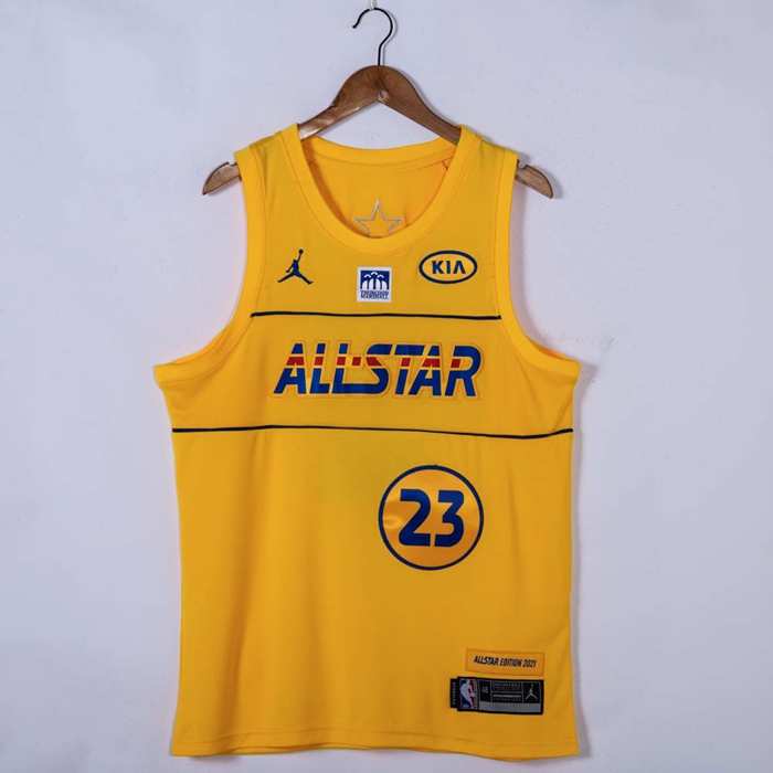 Los Angeles Lakers 2021 JAMES #23 Yellow All Star Basketball Jersey (Stitched)