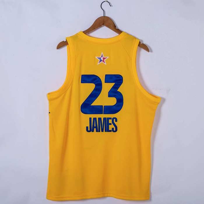 Los Angeles Lakers 2021 JAMES #23 Yellow All Star Basketball Jersey (Stitched)