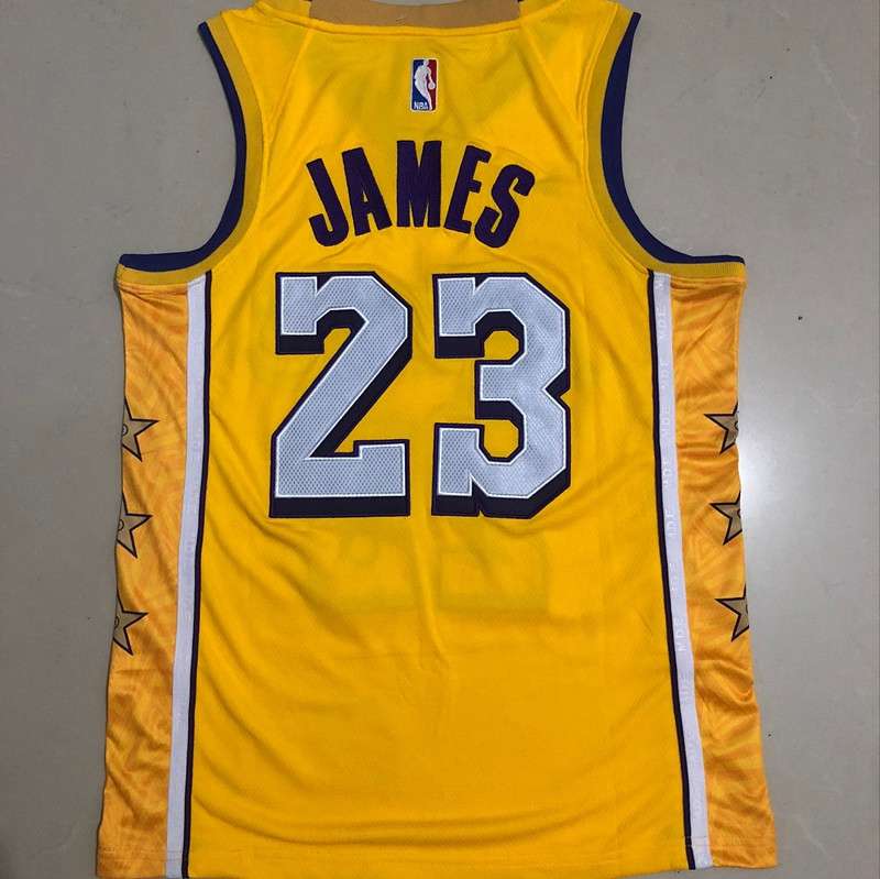 Los Angeles Lakers 2020 JAMES #23 Yellow City Basketball Jersey (Closely Stitched)