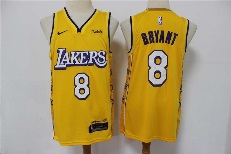 Los Angeles Lakers 2020 BRYANT #8 Yellow City Basketball Jersey (Stitched)