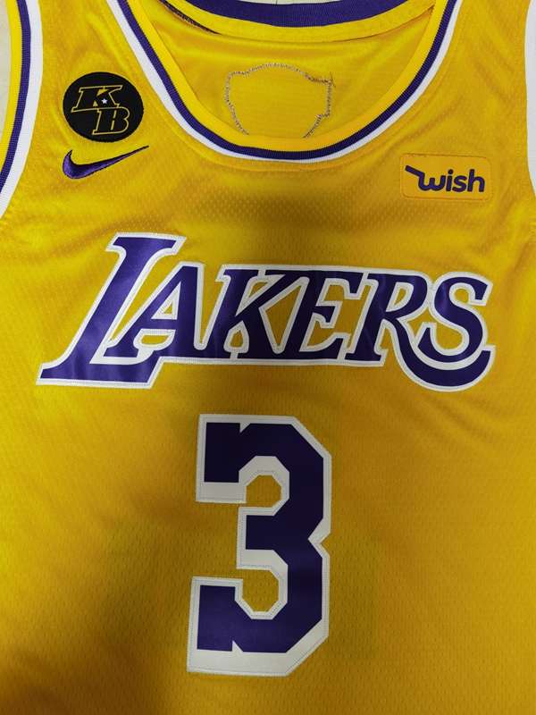 Los Angeles Lakers 2020 DAVIS #3 Yellow Finals Basketball Jersey (Stitched)