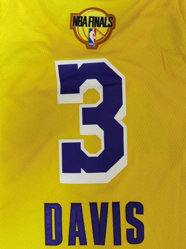 Los Angeles Lakers 2020 DAVIS #3 Yellow Finals Basketball Jersey (Stitched)