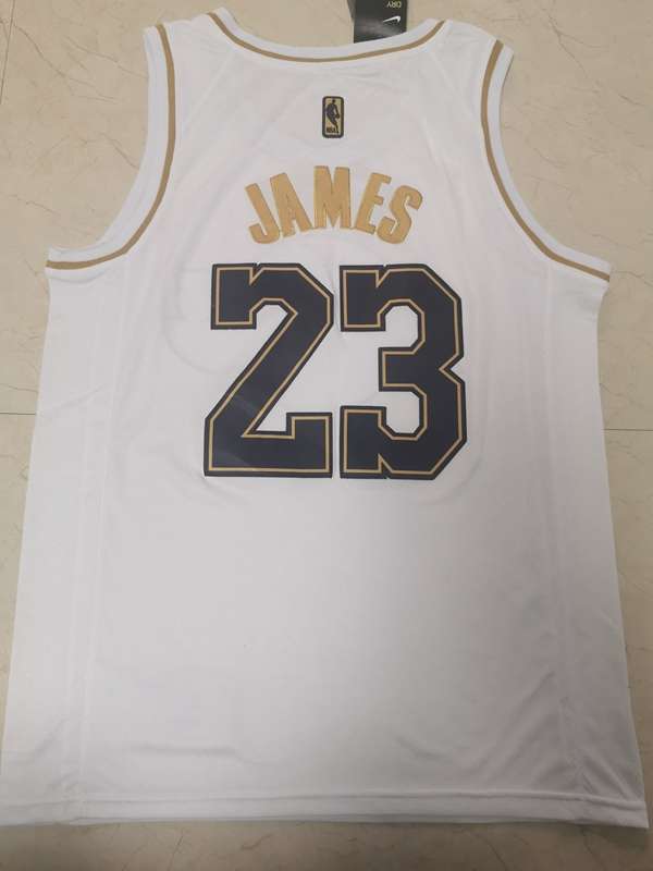 Los Angeles Lakers 2020 JAMES #23 White Gold Basketball Jersey (Stitched)