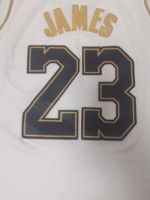 Los Angeles Lakers 2020 JAMES #23 White Gold Basketball Jersey (Stitched)