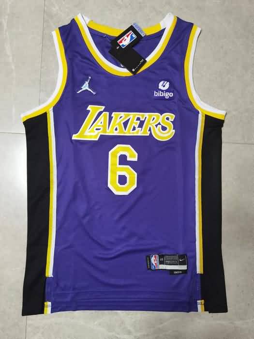 Los Angeles Lakers 21/22 JAMES #6 Purple AJ Basketball Jersey (Stitched)