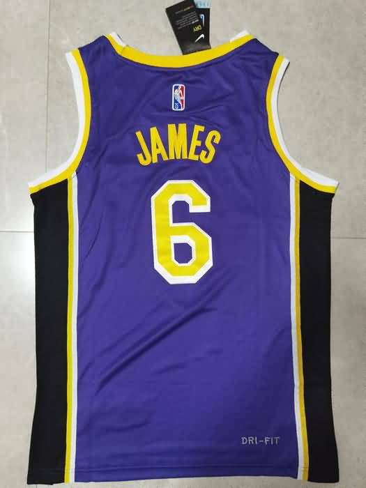 Los Angeles Lakers 21/22 JAMES #6 Purple AJ Basketball Jersey (Stitched)